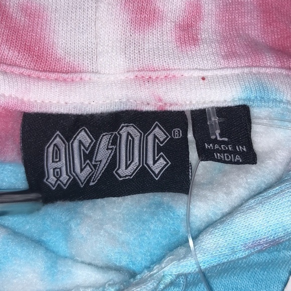 AC/DC  Multi-Color Tie Dye Long Sleeve Hoodie Sz L - Picture 9 of 10